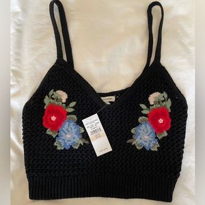 American Eagle Knitted Embroidered Crop Top